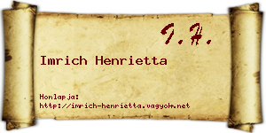 Imrich Henrietta névjegykártya